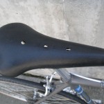 Cinelli Unicanitor saddle.  No padding, just holes.